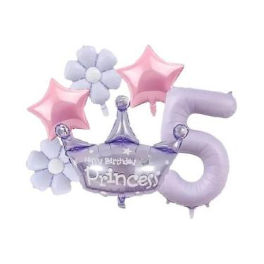 Imagem de Coroa De Princesa Roxa 40in Balão Digital De Folha Matte Daisy Para De