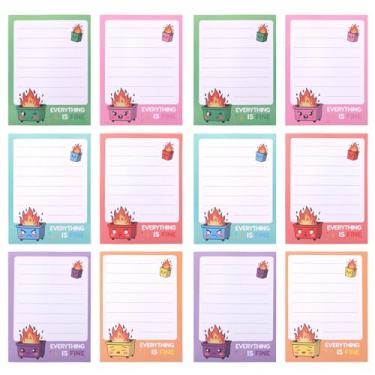 Imagem de 12un Lixeira em Chamas Blocos Notas Adesivas, 6 Estilos Incêndio na Lixeira Blocos de Notas Divertidos Adesivas Bloco Almofada para Escritório Casa Escola Lembretes Criativos