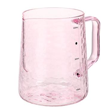 Imagem de Copos de medição de vidro 500ml, jarra para espuma de leite, copo de medição de café expresso com escala, espresso, cappuccino, latte, fabricante de suco (Color : Pink)