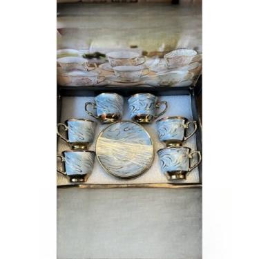 Imagem de Xícara de café kit com 12 peças de Cerâmica em porcelana(Z8903-AZUL)