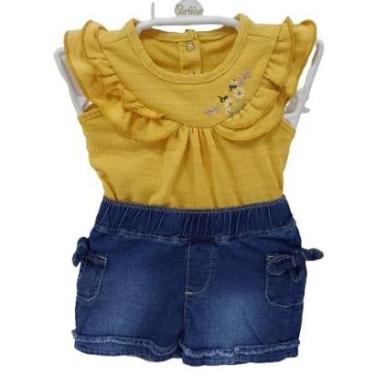 Imagem de Conjunto Luxo Shorts Jeans + Body Bebê Menina Paraiso 13980-Feminino