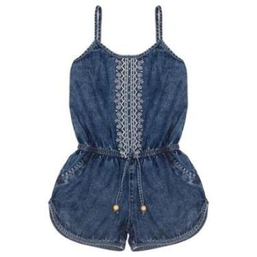 Imagem de Macacão Juvenil Look Jeans Short Jeans - UNICA - 14-Feminino