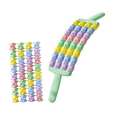 Imagem de UGPLM Rolo de Massagem Muscular Manual com 4 Fileiras de Rolos, Portátil, para Treino de Panturrilha e Costas, Verde