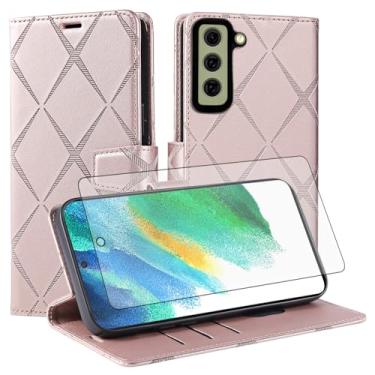 Imagem de Asuwish Capa de telefone para Samsung Galaxy S21 FE 5G capa carteira com protetor de tela de vidro temperado PU couro sintético flip porta-cartão celular S 21 EF S21FE5G UW S21FE 21S G5 6,4 polegadas