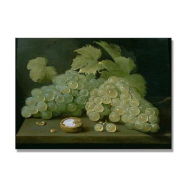 Imagem de NHLDZYH Tela vintage de frutas mortas, impressão de estilo de pintura a óleo vintage, decoração de jantar de fazenda B39. 50 x 70 cm. Somente tela