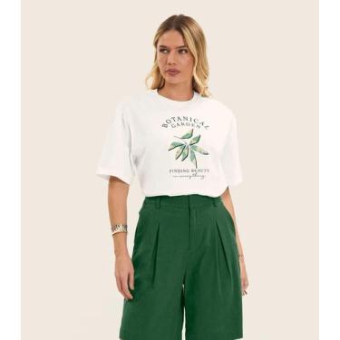 Imagem de Camiseta Feminino Manga Curta Meia Malha Endless Bege, GG, Bege