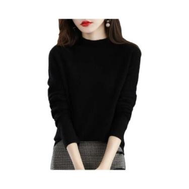 Imagem de Suéter Feminino De Outono Inverno Com Gola Alta, Malha Casual, Tops Bá