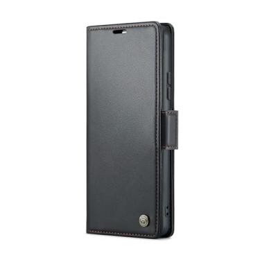 Imagem de WJXEXRS Capa carteira para Samsung Galaxy S25 Ultra, capa flip estilosa com bloqueio de RFID, compartimento para cartão de crédito, capa de telefone de couro PU à prova de choque para Samsung Galaxy