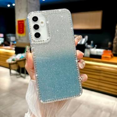 Imagem de Capa com glitter para Samsung Galaxy S25 S24 S23 S22 A06 A16 A26 A36 A56 A05s A15 A25 A35 A55 A14 A24 A34 A54 5G, PT, SZ, azul, para Galaxy A34