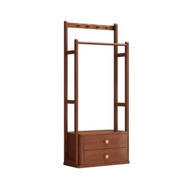 Imagem de Suporte para chapéu, cabide de madeira maciça, cabide de chão para quarto, casa, sala de estar, pode sentar-se no cabideiro, suporte de armazenamento de quarto, árvore (pequeno)