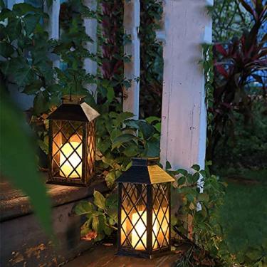 Imagem de Lâmpada de Velas Solares com Atmosfera Retrô para Decoração Jardim LED Piscante Luz Decorativa Solar Pátio Caminhos Varandas IP44 Liga Desliga Automático