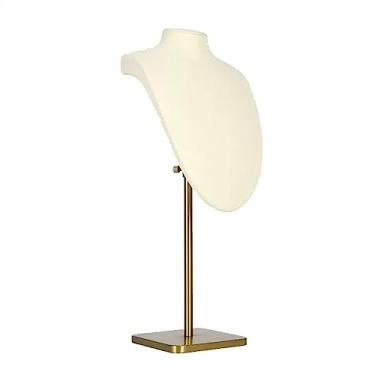 Imagem de Elegante busto para exibição de joias, suporte de manequim para colar com base de metal - para lojas de varejo e organizador de feiras (grande)