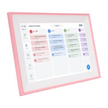 Imagem de Naroote Planejador de Calendário Digital Inteligente de 10,1 Polegadas e Gráfico de Tarefas, Tela Interativa IPS HD Touch Screen, Planejador Familiar Montável Em Parede e Mesa e Porta-retratos, Cor Rosa para Programações Familiares