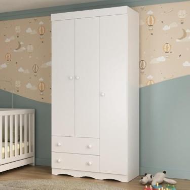 Imagem de Guarda-roupa Infantil 92cm 3 Portas e 2 Gavetas Realeza Multimóveis Mp4452 Branco