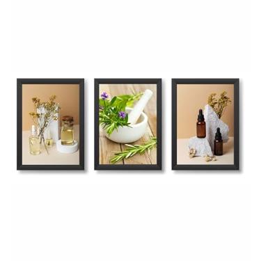 Imagem de Kit 3 Quadros Decorativos Farmácia de Manipulação Homeopatia Moldura 20x30cm Madeira Vidro Cor Preta