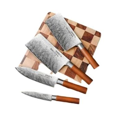 Imagem de Conjunto De Facas Texturizadas Estilo Japonês 1/4 Peças, Faca De Chef 