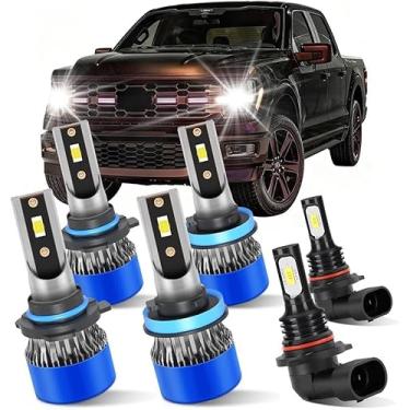 Imagem de rosunmantic Para Ford F150 2015 2016 2017 2018 2019 2020 2021 2022 2023 Farol alto baixo e lâmpadas de neblina Combo Brilho 6500K Lâmpada branca 6 peças