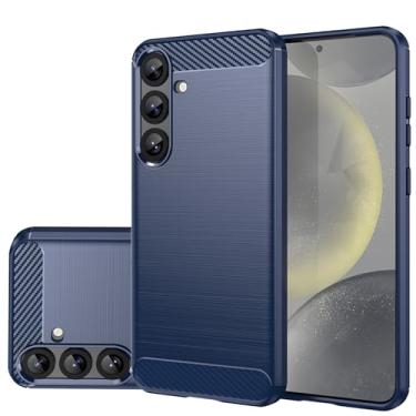 Imagem de Gufuwo Capa para Galaxy S25 Plus, para Samsung S25+ 5G SM-S936B, capa de telefone fina de fibra de carbono TPU macia capa protetora antiarranhões à prova de choque para Samsung Galaxy S25+ azul