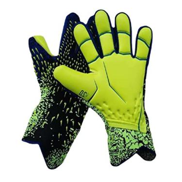 Imagem de Yuly Luvas de goleiro forte aderência luva de futebol de goleiro com suporte de dedo tamanho 6/7/8/9/10 crianças jovens adultos verde