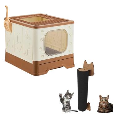 Imagem de Banheiro Gato Fechado Antiodor Com Pá + Arranhador De Parede