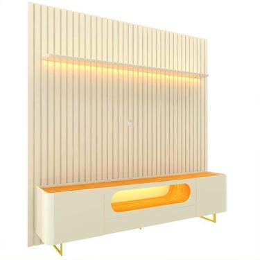 Imagem de Rack com Painel Nobre 2.3 com Pés de Ferro Offwhite - Gelius - Gelius 