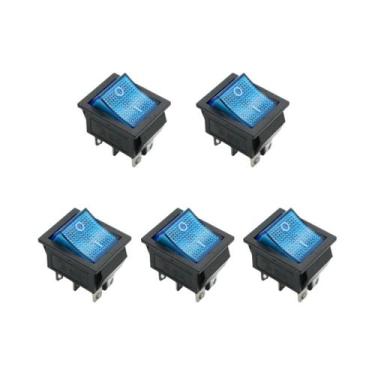 Imagem de Interruptor Gangorra Iluminado Por LED Vermelho 5pçs AC 10A 6A DPST 4 