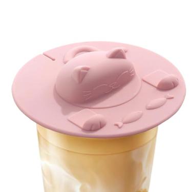 Imagem de Tampas para Copos | Reutilizável à Prova de Pó em Silicone Resistente ao Calor - Tampa para Copo de Café Vidro para Gato - Para Café Água Leite Bebidas Crianças Adolescentes Escritório Estudo