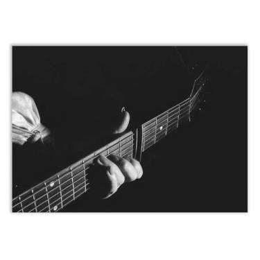Imagem de Placa Decorativa Guitarra Acorde Foto Escura Musica Rock Decoração Poster Quarto Sala