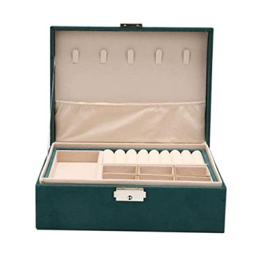 Imagem de Caixa de joias de tecido de camurça organizador de joias para colares caixa de armazenamento de cosméticos de grande capacidade (cor: Tamanho A: 23 x 17 x 9 cm) (A 23 x 17 x 9 cm)