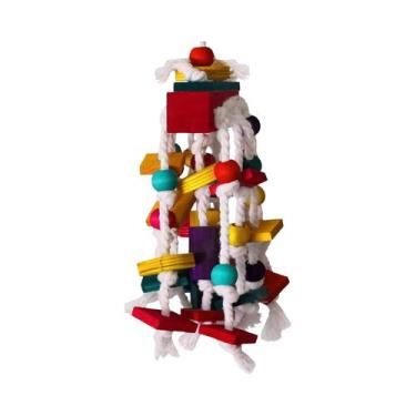 Imagem de Brinquedos De Madeira Natural Multicoloridos Para Pássaros, Brinquedos