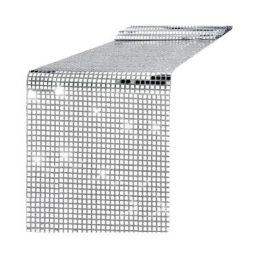 Imagem de Caminho De Mesa Com Glitter Dourado E Prateado, 33x180cm, Para Decoraç