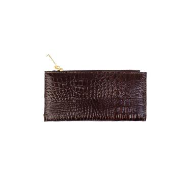 Imagem de Carteira feminina de couro croco Cléo 9,5x19cm