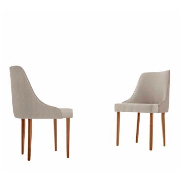 Imagem de Conjunto Com 2 Cadeiras Esmeralda Em Madeira Maciça Moderna Linho Off/milano