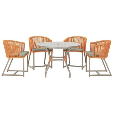 Imagem de Mesa Com 4 Cadeiras E Noronha Estofado 8 Trama Original Terra Cota