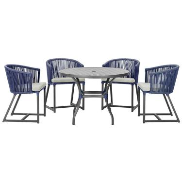 Imagem de Mesa Com 4 Cadeiras E Noronha Estofado 3 Trama Original Azul