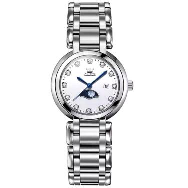 Imagem de Relógio De Pulso Minimalista Feminino Analógico Quartzo Impermeavel Em Aço Inoxidavel Prata