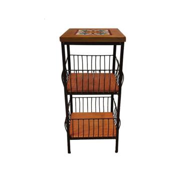 Imagem de Fruteira De Ferro E Madeira 2 Andares Com Ladrilho Hidráulico Artesanal Ladrilho B2