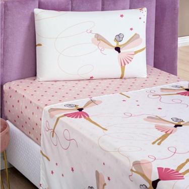 Imagem de Jogo De Lençol Solteiro Bouti Kids Estampado 3 Peças Bailarina