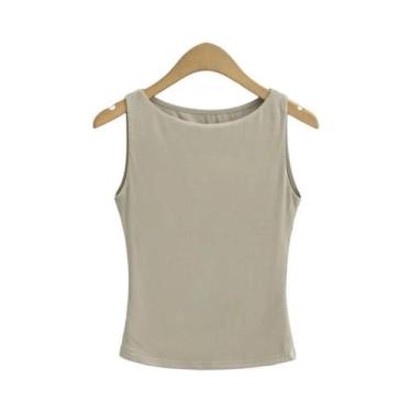 Imagem de Regata feminina de camada dupla com decote em barco e macia - Dozw, Ca