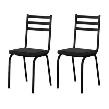 Imagem de Kit Com 2 Cadeiras de Jantar em Aço Tubular 118 SF Preto - Movelpolo -