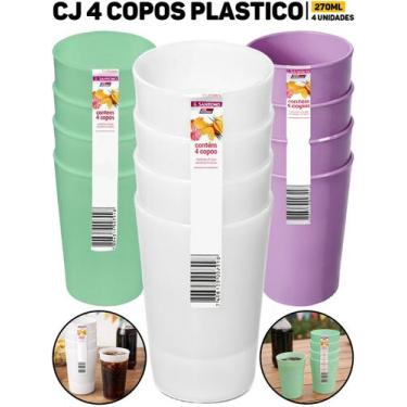 Imagem de Conjunto 4 Copos Plástico 270 Ml Sanremo P/ Bebidas Refrigerantes Suco