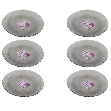 Imagem de Prato Fundo Diamante Fumê de Vidro Duralex 22cm 6 Unidades - Nadir 5838N/001N