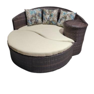 Imagem de Poltrona Dupla Chaise Área Externa Jardim Varanda Sintética Fibra Cor Argila