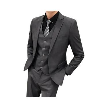 Imagem de Terno Masculino Slim Fit Liso Para Negócios E Casamentos 2026: Blazer,