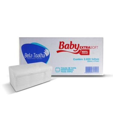 Imagem de Papel Interfolha 100% celulose 22x21cm 2 dobras folha dupla Baby com 2