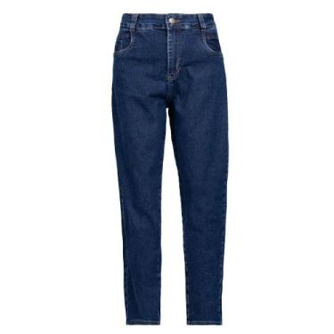 Imagem de Calça Jeans Feminina Sawary Mom Clássica Azul Escuro, Azul escuro, 38