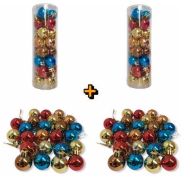 Imagem de Bolinhas De Natal Lisas 48 unidades Enfeites Natalinos Coloridas - Ata