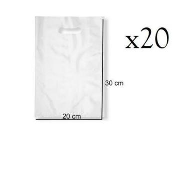 Imagem de Sacola Plástica 20X30 Branca Alça Boca De Palhaço- Kit 20Un - Lynx Pro