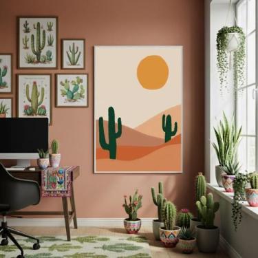 Imagem de Quadro Decorativo Cactos No Deserto-70X50Cm Mold Branca - Quadros On-L