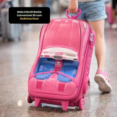 Imagem de Mala Infantil Barbie Conversível 3D com Rodinhas - Rosa